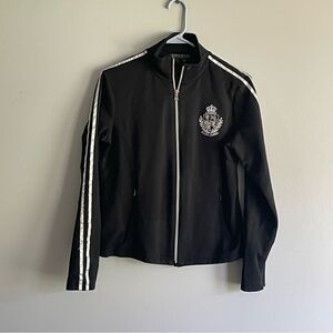 Ralph Lauren active Black Crested logo sport jacket size M medium full zip women